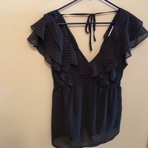 Black Blouse with White Polka Dots
